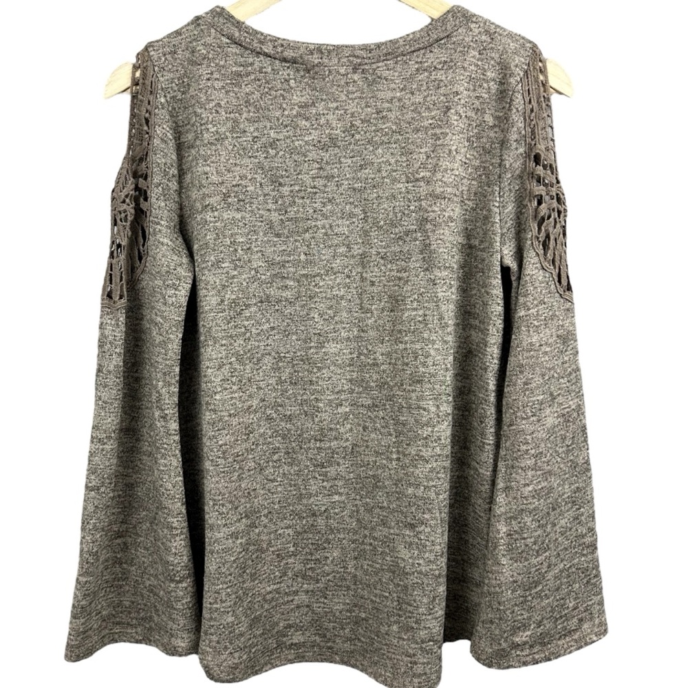 Jelly C. Long Sleeve Crochet Boho Sweater Brown Size Small